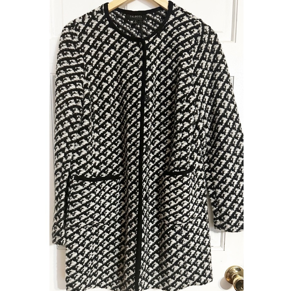 Talbots Geometric Pattern Wool Knit Cardigan Dust… - image 5